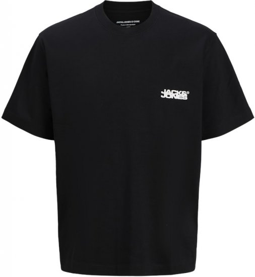 Jack & Jones Summer Sago Print Crew Neck T-Shirt Black - Pólók - Nagyméretű pólók - 2XL-14XL