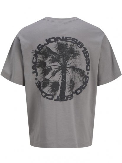 Jack & Jones Summer Sago Print Crew Neck T-Shirt Gray Flannel - Pólók - Nagyméretű pólók - 2XL-14XL