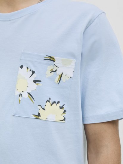 Jack & Jones Tavira Aop Pocket Crew Neck T-Shirt Skyway - Pólók - Nagyméretű pólók - 2XL-14XL