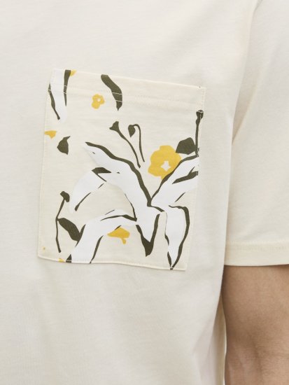  Jack & Jones Tavira Aop Pocket Crew Neck T-Shirt Antique White - Pólók - Nagyméretű pólók - 2XL-14XL