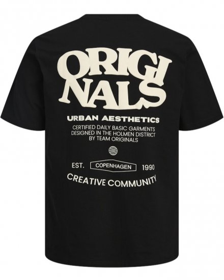  Jack & Jones Tavira Type Crew Neck T-Shirt Black - Pólók - Nagyméretű pólók - 2XL-14XL