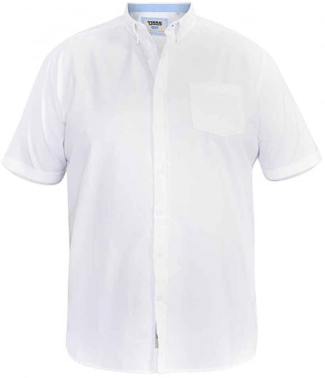 D555 James Short Sleeve Oxford Shirt White - Ingek - Ingek 2XL-10XL