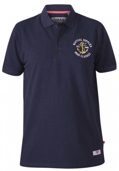 D555 Jefferson Short Sleeve Pique Polo Navy - Pólóingek - Galléros Pólók 2XL-8XL - Pólóingek 2XL-8XL