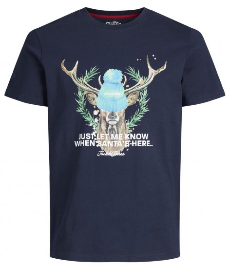 Jack & Jones JORANIMAL T-Shirt Navy - Pólók - Nagyméretű pólók - 2XL-14XL