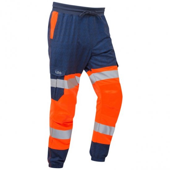 Leo Hawkridge Ecoviz High Performance 4X Stretch Trouser Hi-Vis Orange/Navy Print - Munkaruha - Nagyméretű Munkaruha 3XL-6XL