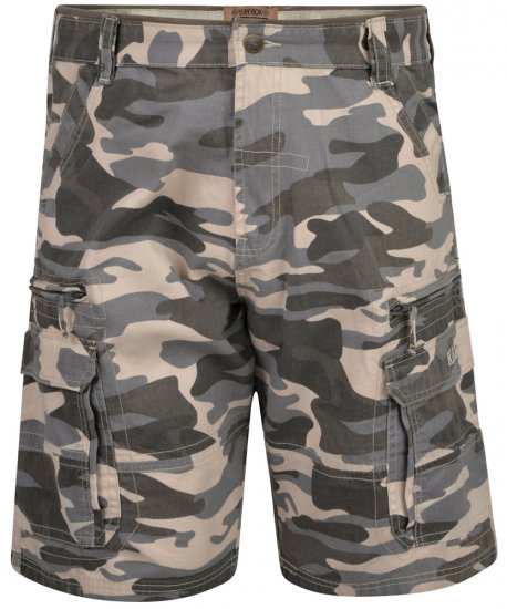 Kam Jeans 329 Short Charcoal Camo - Rövidnadrág - Nagyméretű Rövidnadrág W40-W60