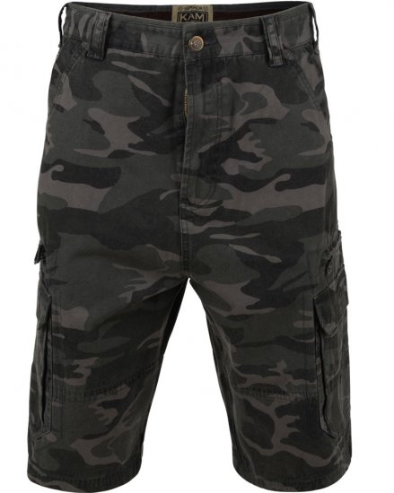 Kam Jeans 329 Short Khaki Camo - Rövidnadrág - Nagyméretű Rövidnadrág W40-W60