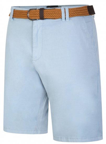 Kam Jeans 3401 Belted Oxford Stretch Chino Shorts Blue - Rövidnadrág - Nagyméretű Rövidnadrág W40-W60