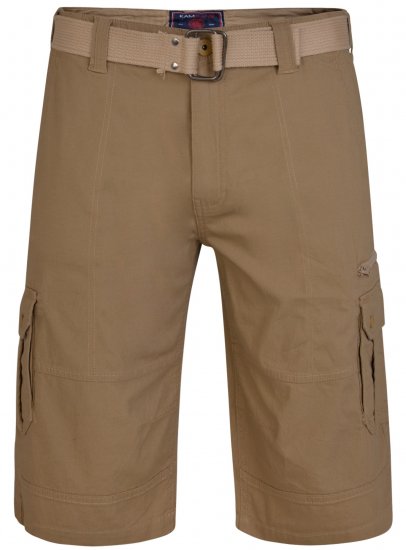 Kam Jeans 343 Cargo Stretch Shorts with Belt Sand - Rövidnadrág - Nagyméretű Rövidnadrág W40-W60