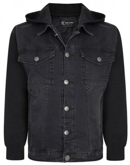 Kam Jeans 407 Hooded Stretch Denim Jacket - Kabátok - Nagyméretű Kabátok - 2XL-8XL