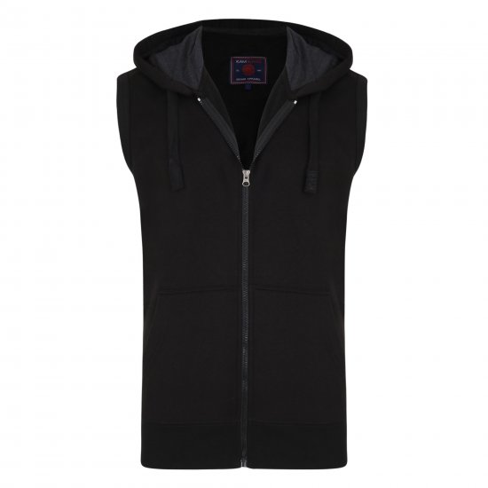 Kam Jeans Sleeveless Zip Thru Hoody Black - Pulóverek & kapucnis pulóverek - Pulóverek & Kapucnis pulóver 2XL-12XL