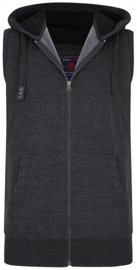 Kam Jeans Sleeveless Zip Thru Hoody Charcoal - Pulóverek & kapucnis pulóverek - Pulóverek & Kapucnis pulóver 2XL-12XL