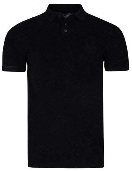 Kam Jeans 5232 Acid Wash Polo Black - Pólóingek - Galléros Pólók 2XL-8XL - Pólóingek 2XL-8XL