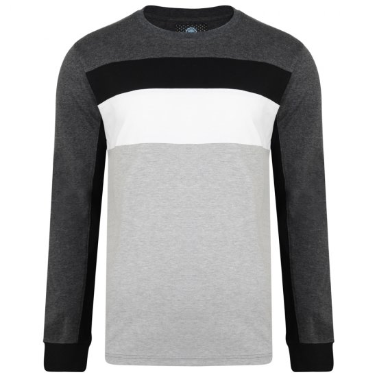 Kam Jeans 5240 Cut and Sew Long Sleeve T-shirt Grey - Pólók - Nagyméretű pólók - 2XL-14XL