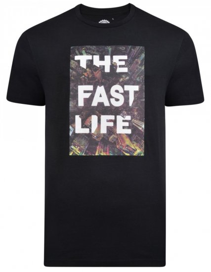Kam Jeans 5258 Fast Life T-Shirt Black - Pólók - Nagyméretű pólók - 2XL-14XL