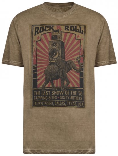 Kam Jeans 5282 Slub Wash T-shirt Olive - Pólók - Nagyméretű pólók - 2XL-14XL