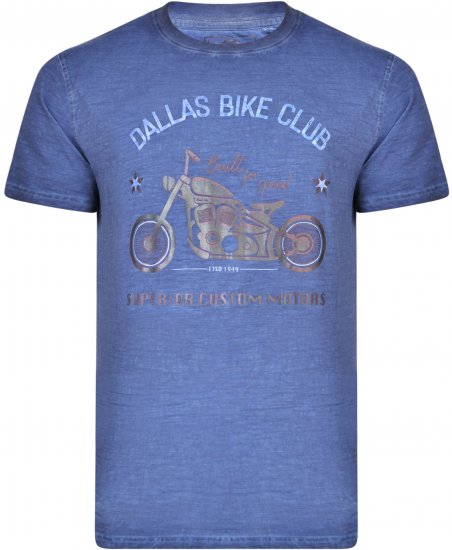 Kam Jeans 5316 Dallas Bike Club T-shirt Indigo Blue - Pólók - Nagyméretű pólók - 2XL-14XL