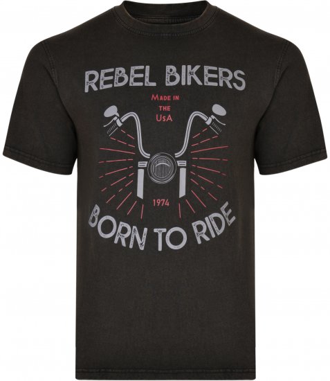 Kam Jeans 5319 Rebel Bikers T-shirt Black - Pólók - Nagyméretű pólók - 2XL-14XL