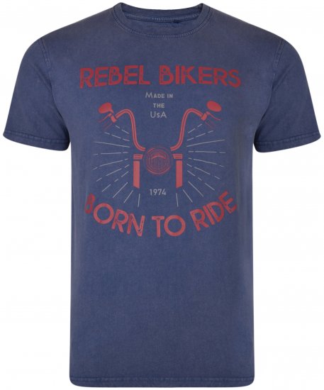 Kam Jeans 5319 Rebel Bikers T-shirt Indigo Blue - Pólók - Nagyméretű pólók - 2XL-14XL