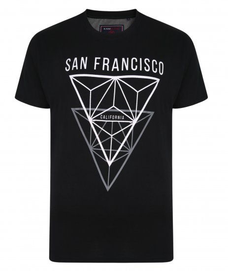 Kam Jeans 5334 San Fransisco Tee Black - Pólók - Nagyméretű pólók - 2XL-14XL