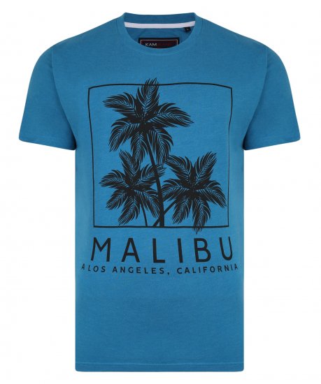 Kam Jeans Malibu Crew Neck Tee Turk Blue - Pólók - Nagyméretű pólók - 2XL-14XL