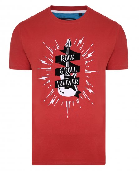Kam Jeans 5337 Rock & Roll Tee Red - Pólók - Nagyméretű pólók - 2XL-14XL