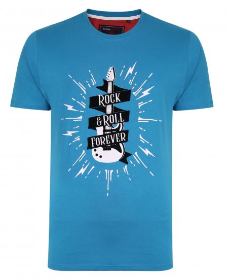 Kam Jeans 5337 Rock & Roll Tee Blue - Pólók - Nagyméretű pólók - 2XL-14XL