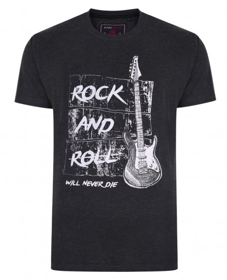 Kam Jeans 5338 Rock And Roll Tee Charcoal - Pólók - Nagyméretű pólók - 2XL-14XL