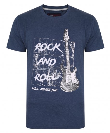 Kam Jeans 5338 Rock And Roll Tee Blue - Pólók - Nagyméretű pólók - 2XL-14XL