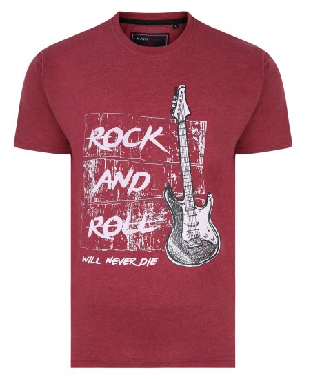 Kam Jeans 5338 Rock And Roll Tee Wine - Pólók - Nagyméretű pólók - 2XL-14XL