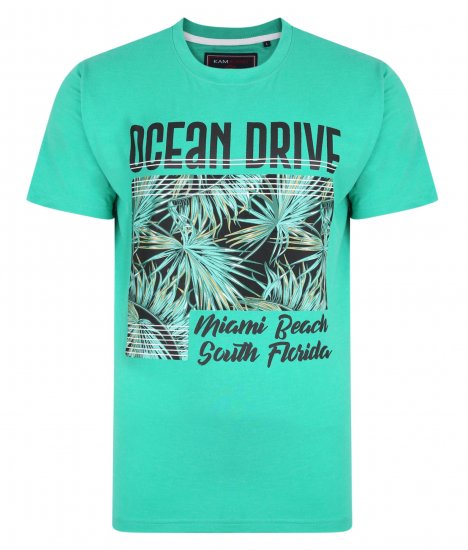 Kam Jeans Ocean Drive Crew Neck Tee Emerald - Pólók - Nagyméretű pólók - 2XL-14XL
