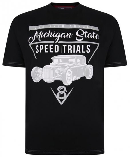 Kam Jeans 5352 Michigan State T-shirt Black - Pólók - Nagyméretű pólók - 2XL-14XL