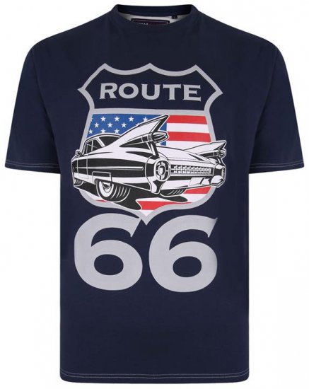 Kam Jeans 5353 Route 66 Print T-shirt Indigo - Pólók - Nagyméretű pólók - 2XL-14XL