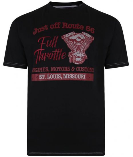 Kam Jeans 5354 Full Throttle Print T-shirt Black - Pólók - Nagyméretű pólók - 2XL-14XL