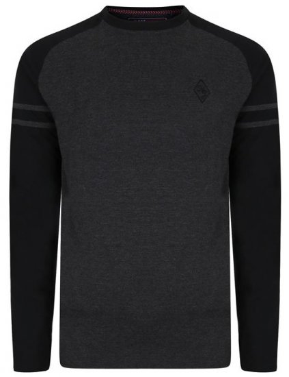Kam Jeans 5359 LS Raglan Baseball Top Charcoal - Pólók - Nagyméretű pólók - 2XL-14XL