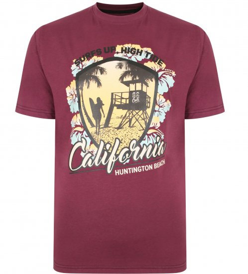 Kam Jeans 5368 California Print T-shirt Plum - Pólók - Nagyméretű pólók - 2XL-14XL