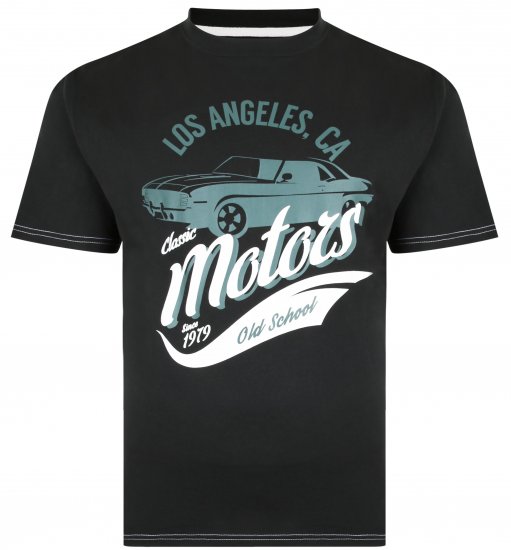 Kam Jeans 5369 Motors Print T-shirt Black - Pólók - Nagyméretű pólók - 2XL-14XL