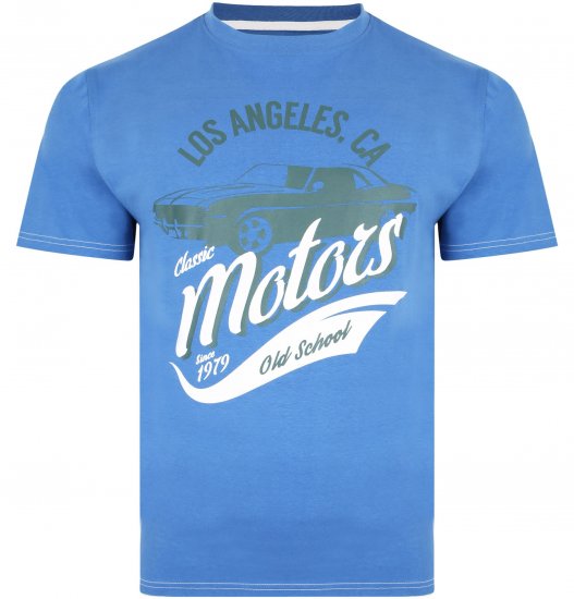 Kam Jeans 5369 Motors Print T-shirt Blue - Pólók - Nagyméretű pólók - 2XL-14XL