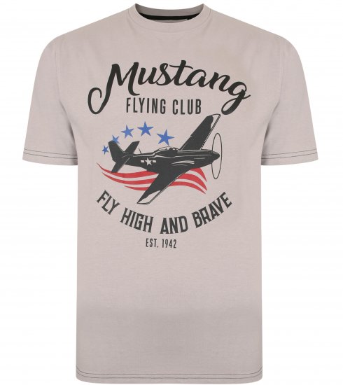Kam Jeans Mustang Flying Club T-shirt Ash - Pólók - Nagyméretű pólók - 2XL-14XL