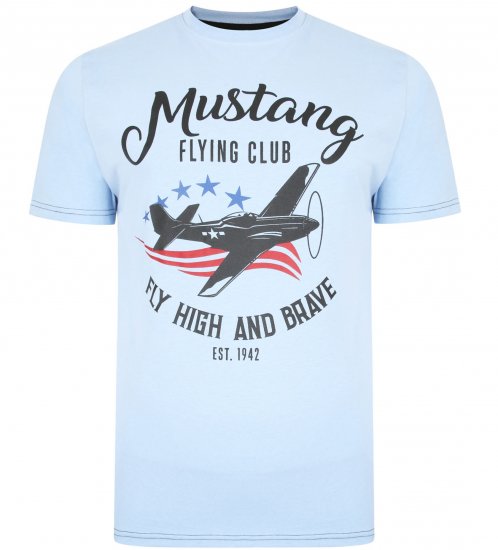 Kam Jeans Mustang Flying Club T-shirt Sky - Pólók - Nagyméretű pólók - 2XL-14XL
