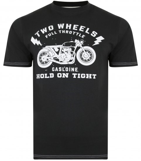 Kam Jeans 5371 Motorbike Print T-shirt Black - Pólók - Nagyméretű pólók - 2XL-14XL