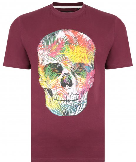Kam Jeans 5375 Coloured Skull Print T-shirt Plum - Pólók - Nagyméretű pólók - 2XL-14XL