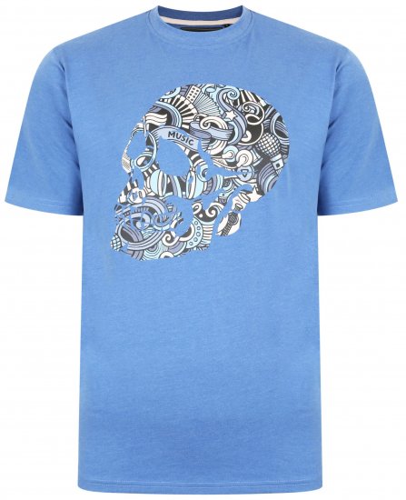 Kam Jeans 5376 Music Skull Print Tee Blue - Pólók - Nagyméretű pólók - 2XL-14XL