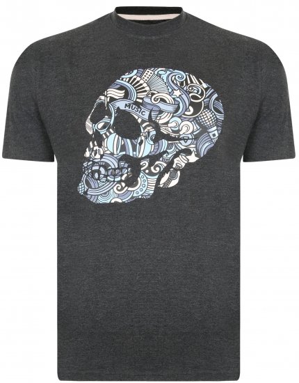 Kam Jeans 5376 Music Skull Print Tee Charcoal - Pólók - Nagyméretű pólók - 2XL-14XL