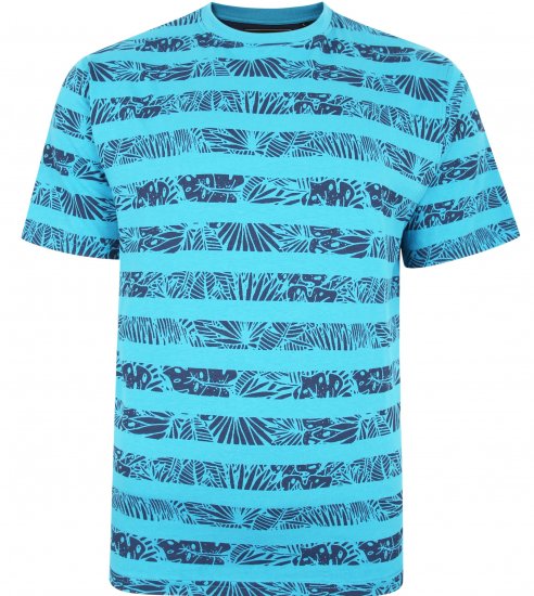 Kam Jeans 5380 Stripe Floral T-shirt Turk Blue - Pólók - Nagyméretű pólók - 2XL-14XL