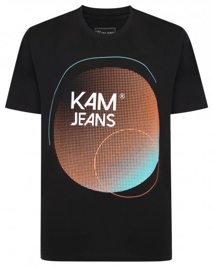Kam Jeans 5383 Kam Logo Printed Tee Black - Pólók - Nagyméretű pólók - 2XL-14XL