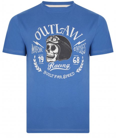 Kam Jeans 5391 Outlaws Skull Print T-Shirt Blue - Pólók - Nagyméretű pólók - 2XL-14XL