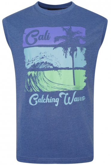 Kam Jeans 5397 California Sleeveless Tee Blue Marl - Pólók - Nagyméretű pólók - 2XL-14XL