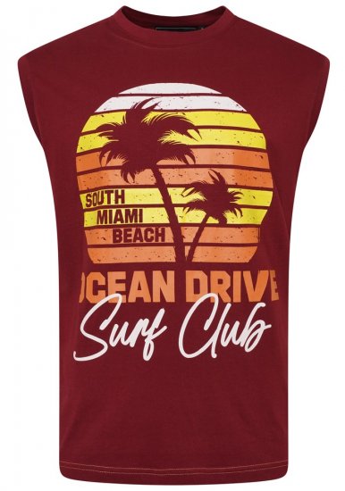 Kam Jeans 5398 Miami Beach Sleeveless Tee Burgundy - Pólók - Nagyméretű pólók - 2XL-14XL