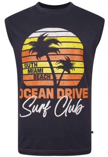Kam Jeans 5398 Miami Beach Sleeveless Tee Indigo - Pólók - Nagyméretű pólók - 2XL-14XL